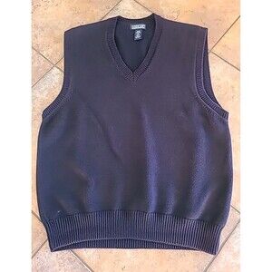 Land's End 100% Cotton Navy Vest Men's Med Preppy Casual Streetwear Fall Grandpa